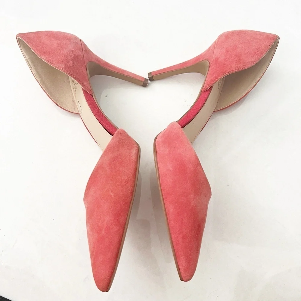 Vince Camuto Baletts Stiletto Pointed Toe Heels Size 9.5 Pink coral Suede NWOB